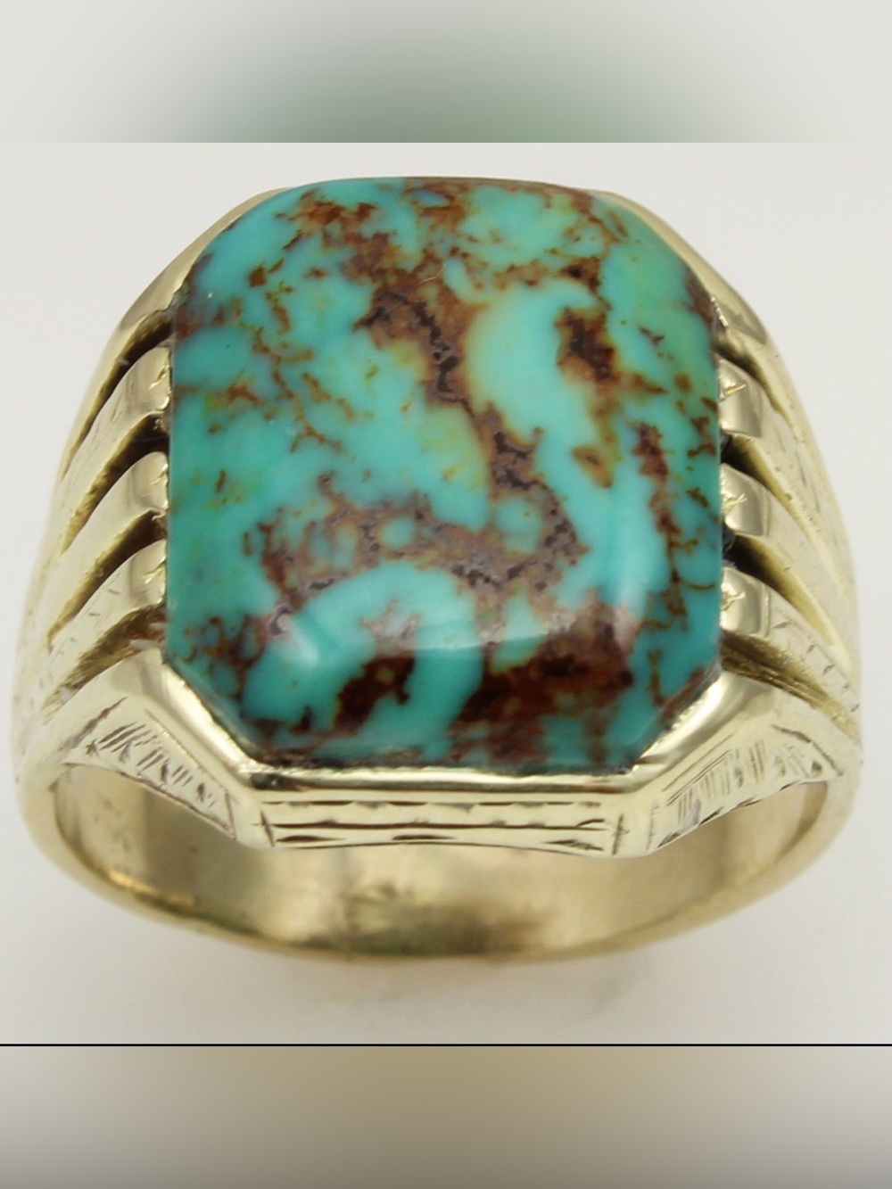 Vintage 10K gold turquoise ring